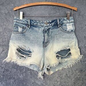 PacSun High Rise Jean Shorts, Very Distressed, Size 28